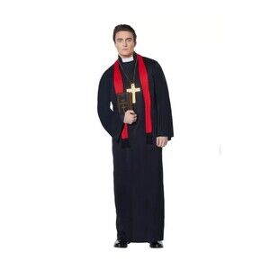 Spirit Halloween Priest Costume Men's Adult One Size Gown Sash & Cross NEW
